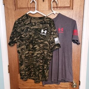 Under Armour Mens Camo and Charcoal Tees Medium